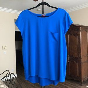 VINCE CAMUTO MODERN MIX HI LO TOP NWT BLUE LARGE
